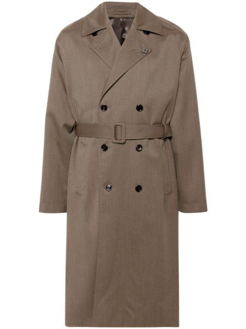 brooch-detail coat by LARDINI