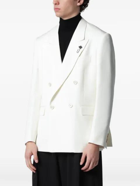 brooch-detail double-breasted blazer by LARDINI