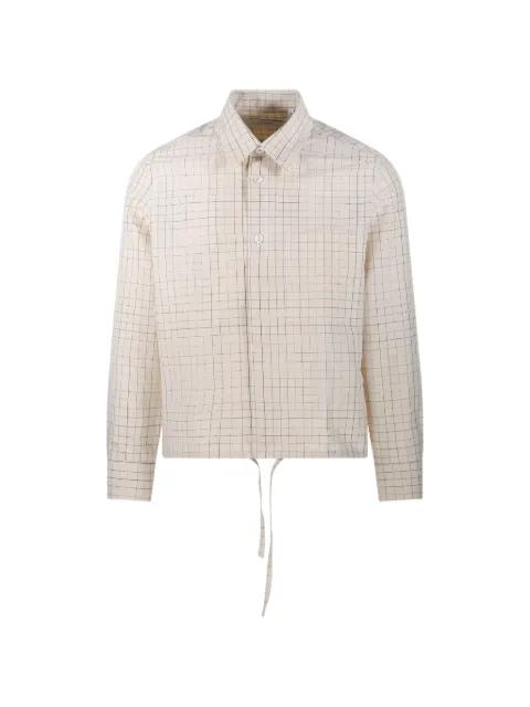 check-pattern drawstring-hem shirt by LARDINI