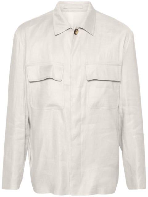 classic-collar shirt jacket by LARDINI