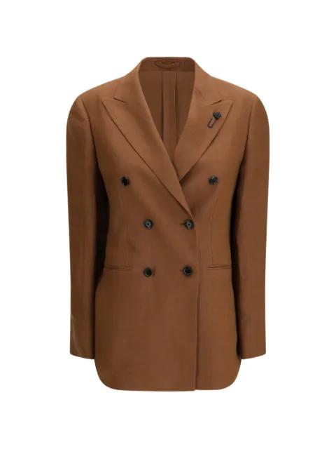 double-breasted brooch blazer by LARDINI