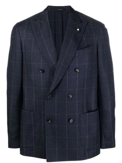 double-breasted checked blazer by LARDINI