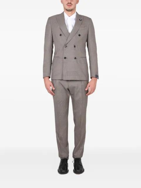 double-breasted checked-pattern suit by LARDINI