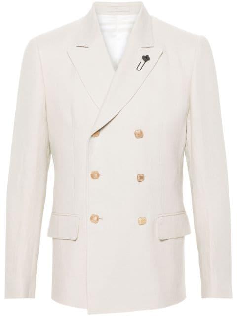 double-breasted linen blazer by LARDINI