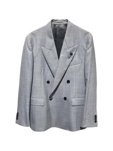 double-breasted peak-lapel blazer by LARDINI