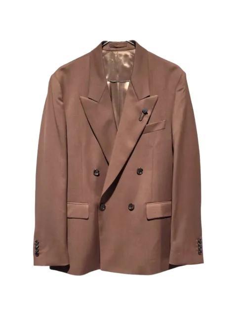 double-breasted peak-lapel blazer by LARDINI