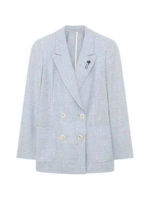 double-breasted peak-lapel blazer by LARDINI