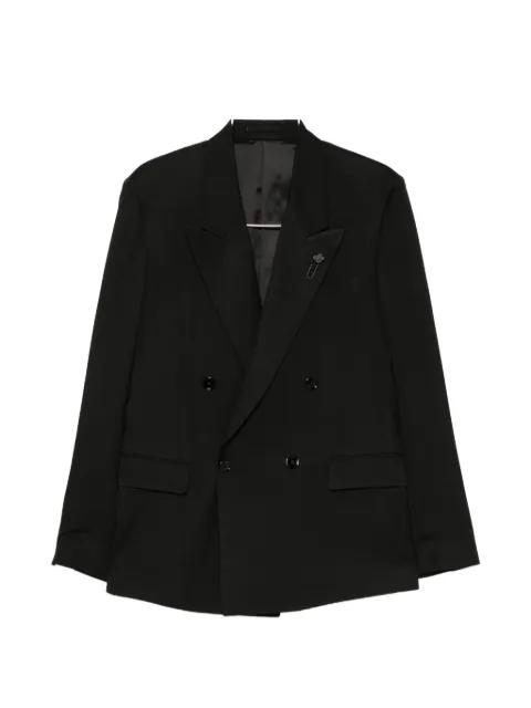 double-breasted peak-lapel blazer by LARDINI