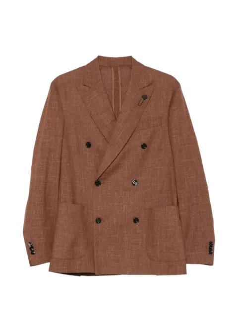 double-breasted peak-lapel jacket by LARDINI