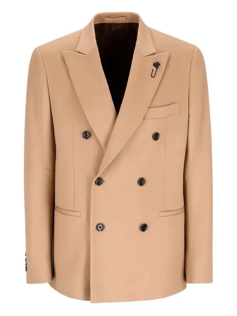double-breasted peak-lapel jacket by LARDINI