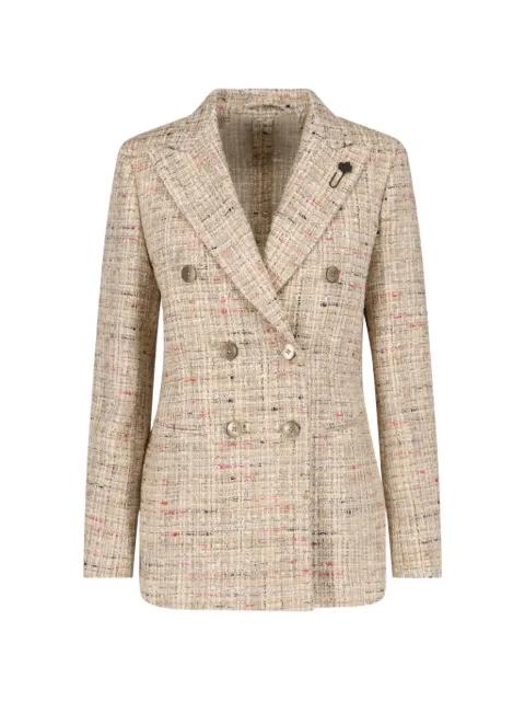 double-breasted tweed blazer by LARDINI