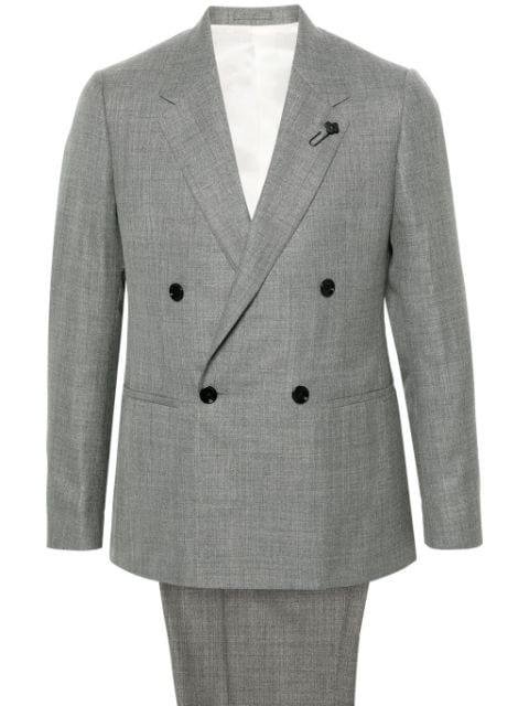double-breasted wool-blend suit by LARDINI