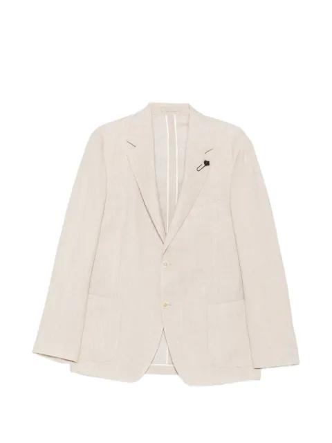 flower-pin single-breasted blazer by LARDINI