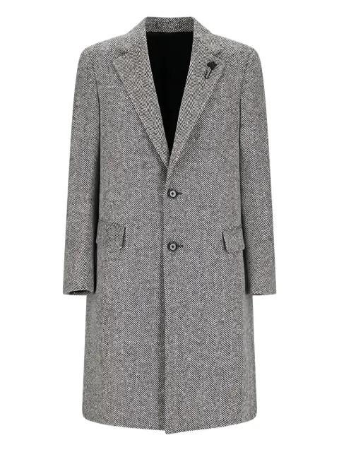 herringbone button-up coat by LARDINI