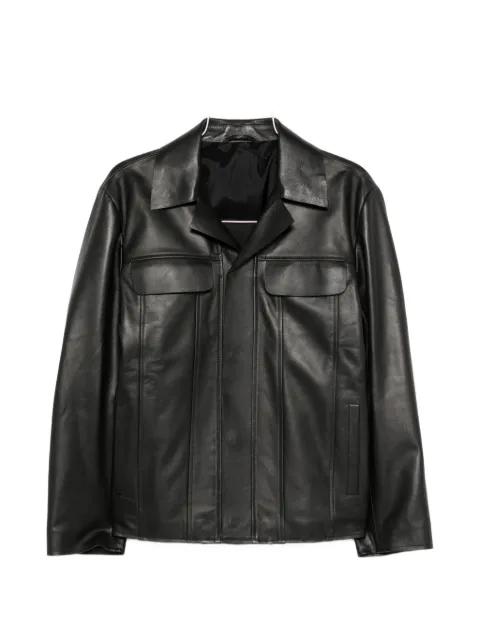 leather flap-pocket jacket by LARDINI