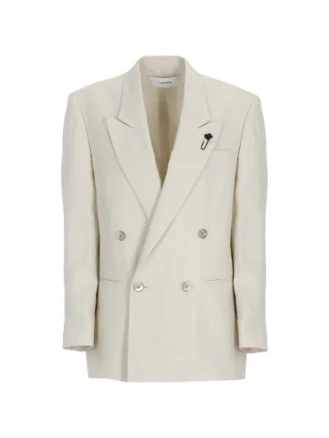 linen double-breasted blazer by LARDINI