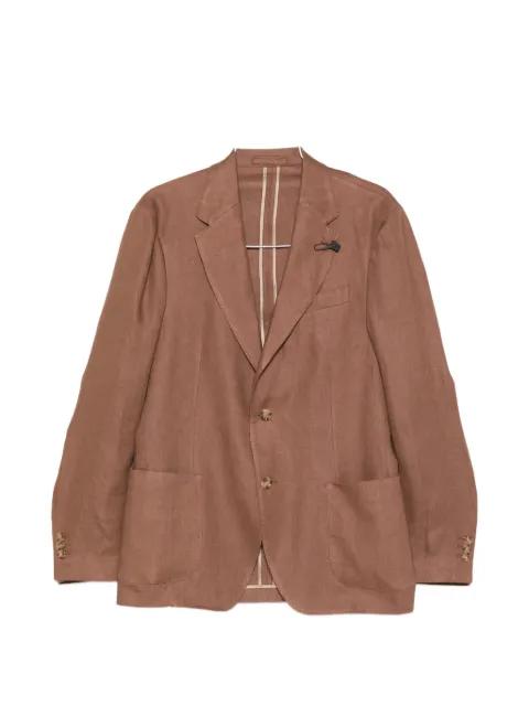 logo-detail single-breasted suit by LARDINI