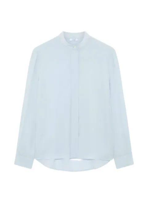 mandarin-collar silk shirt by LARDINI