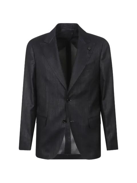 peak-lapel denim blazer by LARDINI