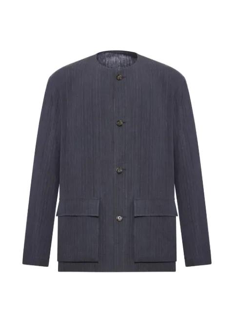 pinstriped collarless jacket by LARDINI