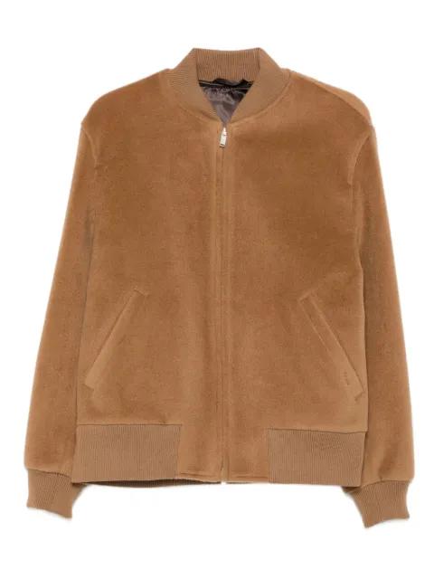 ribbed-collar wool jacket by LARDINI