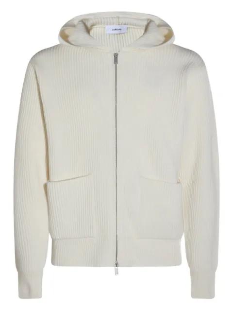 ribbed zip-up knitted hoodie by LARDINI