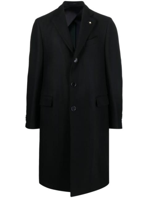 single-breasted boxy wool coat by LARDINI