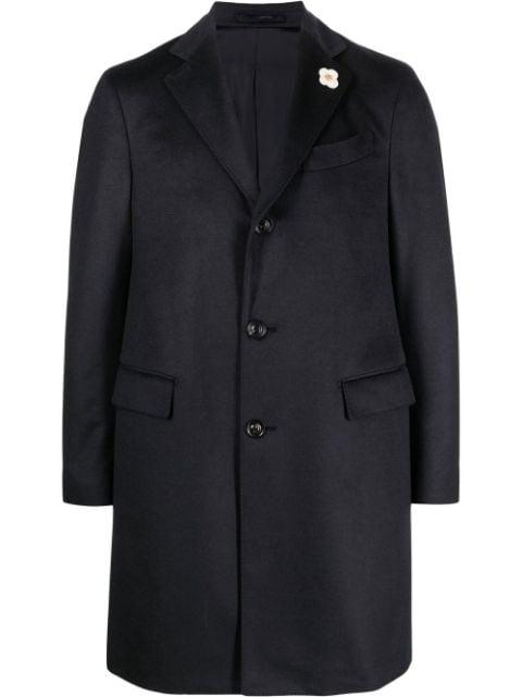 single-breasted cashmere overcoat by LARDINI