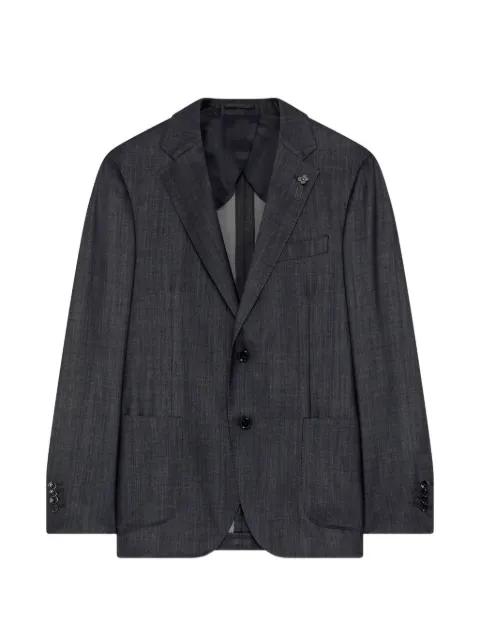 single-breasted denim-effect blazer by LARDINI