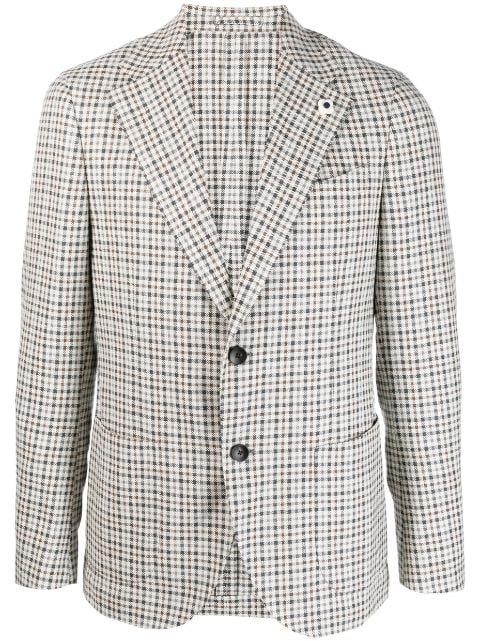 single breasted wool-blend blazer by LARDINI