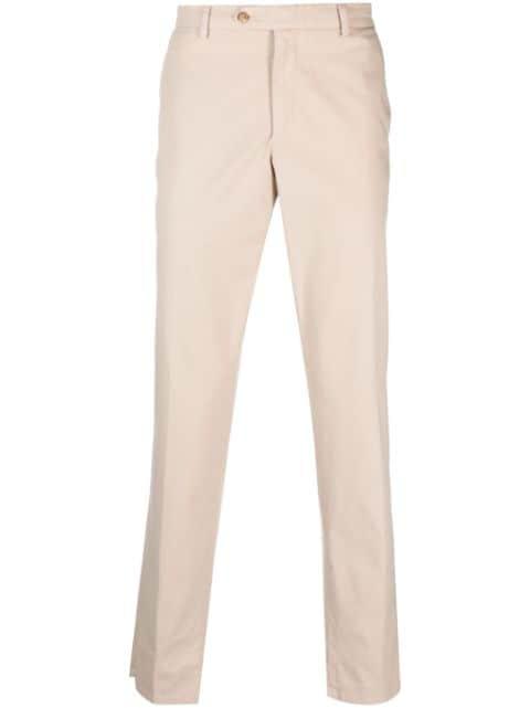 slim-fit cotton blend chinos by LARDINI