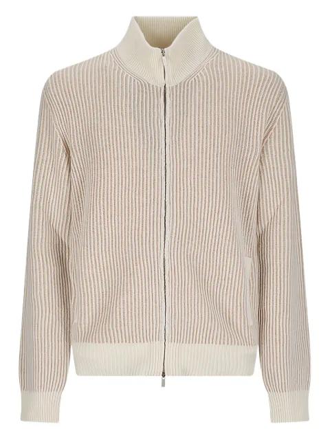 striped zip-up cardigan by LARDINI