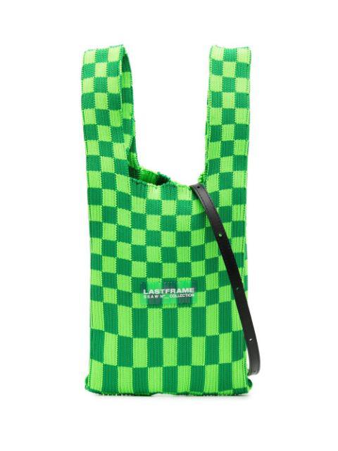 Ichimatsu check-pattern tote bag by LASTFRAME