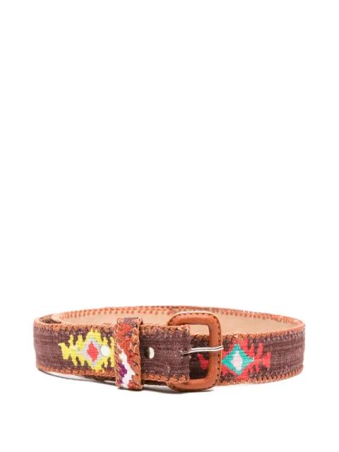 Chocolate embroidered whipstitch-trim belt by LATCH