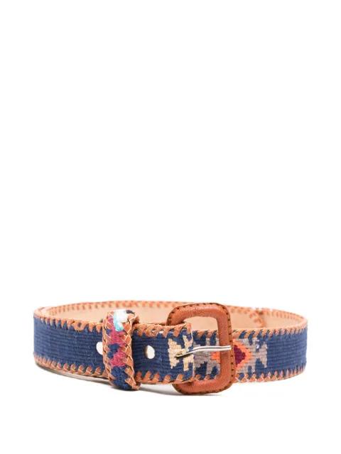 Marine embroidered whipstitch-trim belt by LATCH
