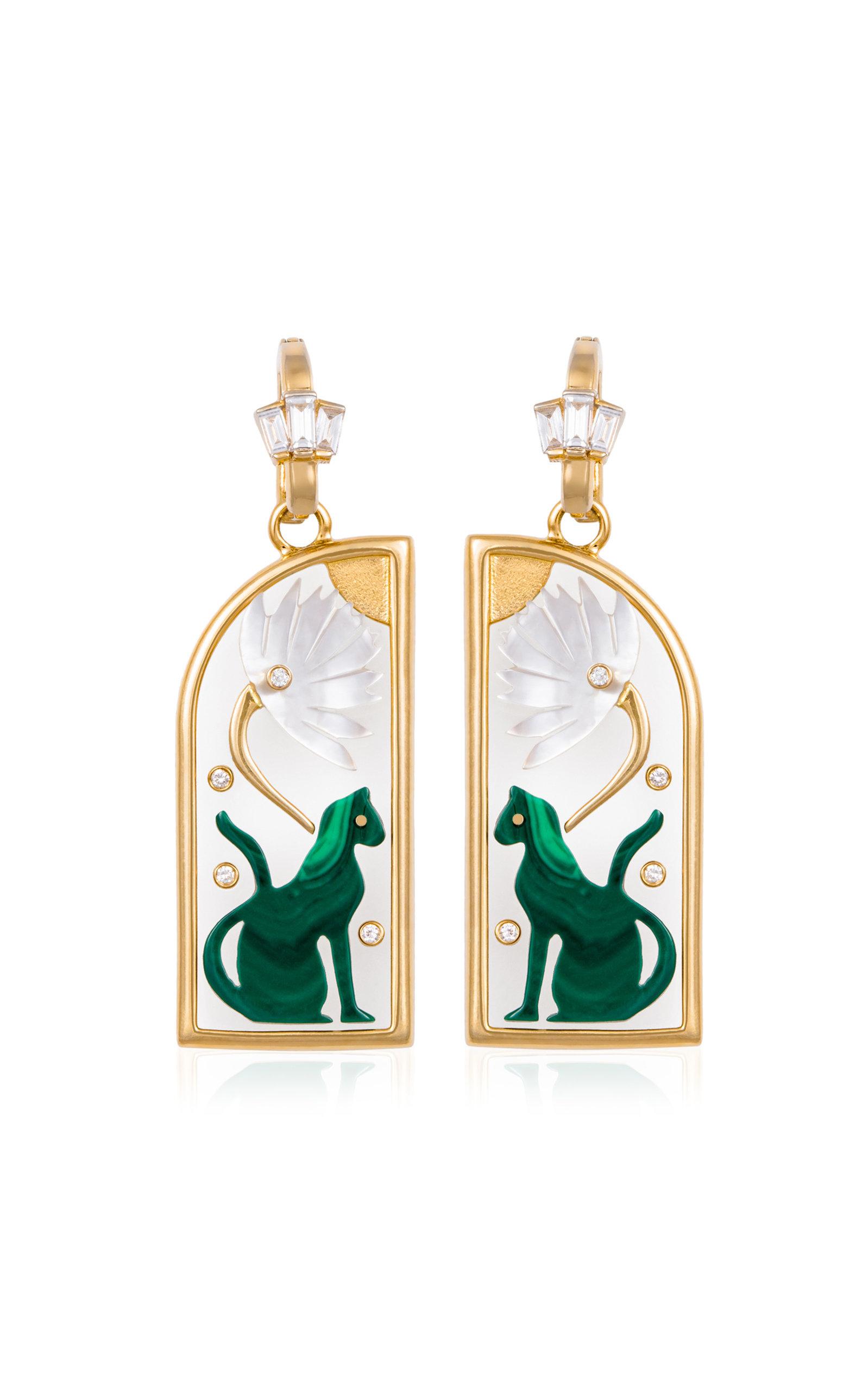 L'Atelier Nawbar - Al Hawa 18K Gold Malachite Diamond Earrings - Multi - - Moda Operandi - Gifts For Her by L'ATELIER NAWBAR