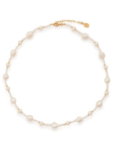 Isobelle pearl-embellished 18kt gold vermeil necklace by LAURA VANN