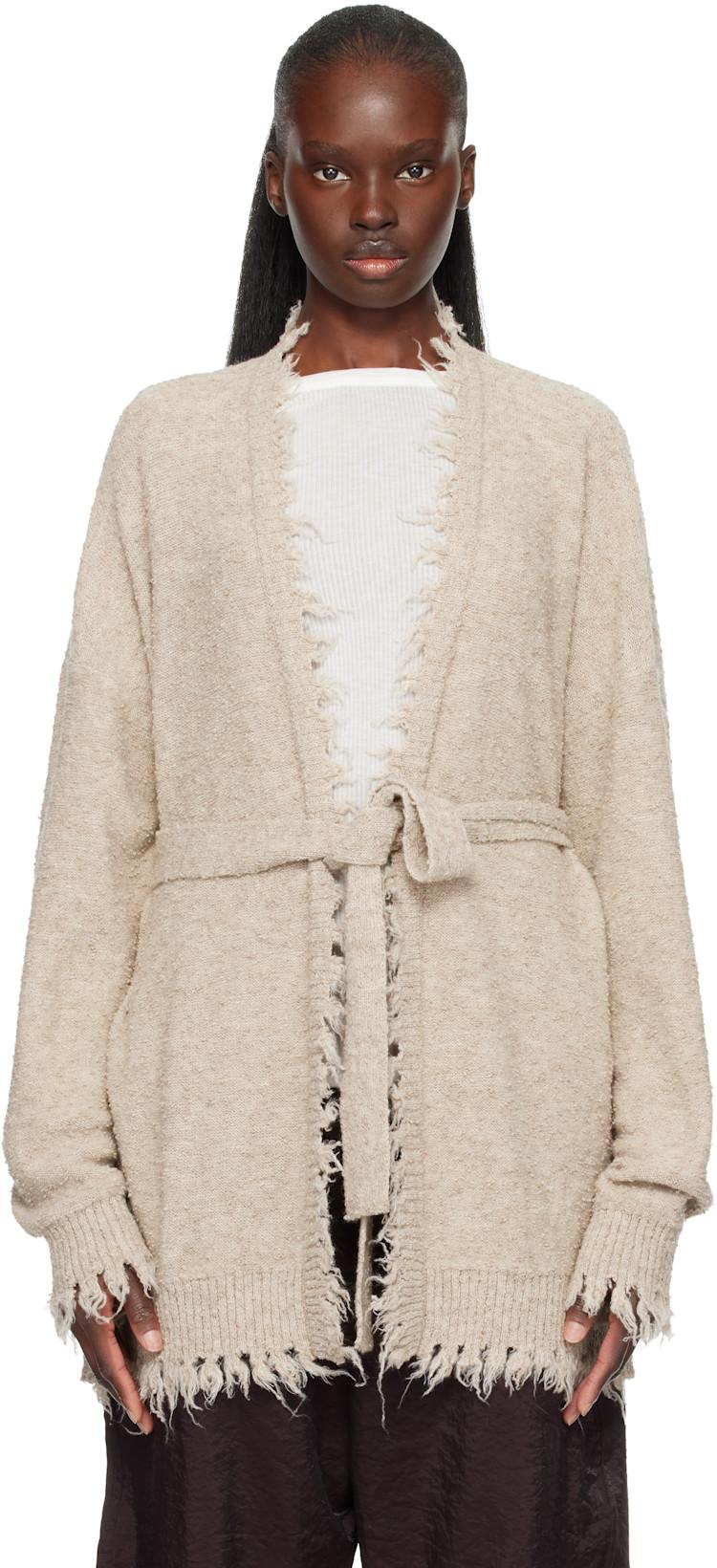 Beige Fray Cardigan by LAUREN MANOOGIAN