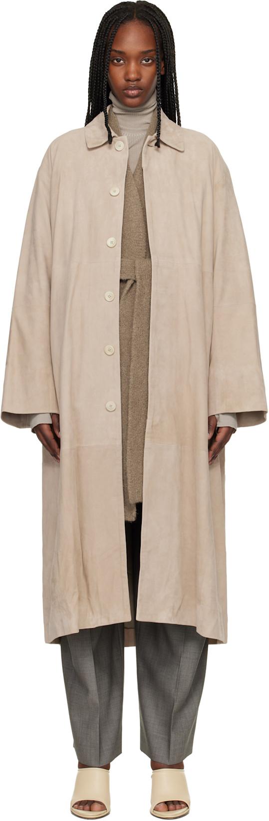Beige Suede Car Coat by LAUREN MANOOGIAN