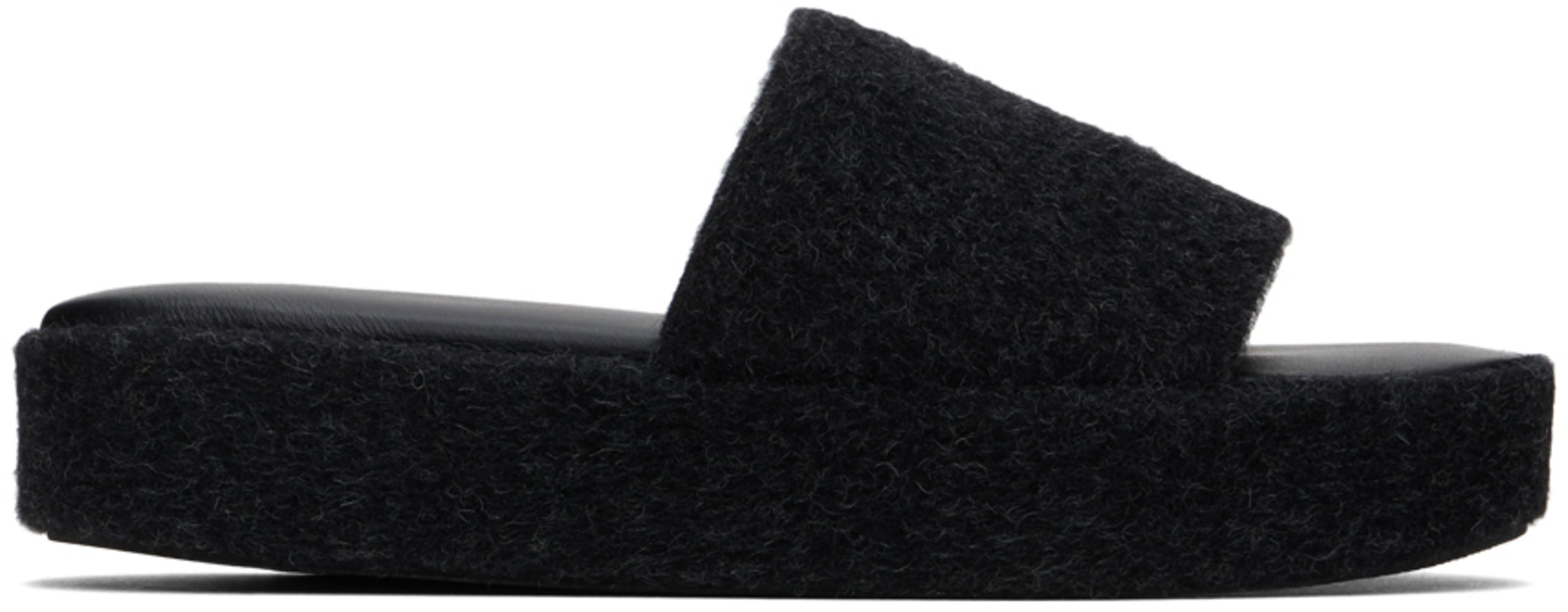 Black Brushed Platform Sandals by LAUREN MANOOGIAN