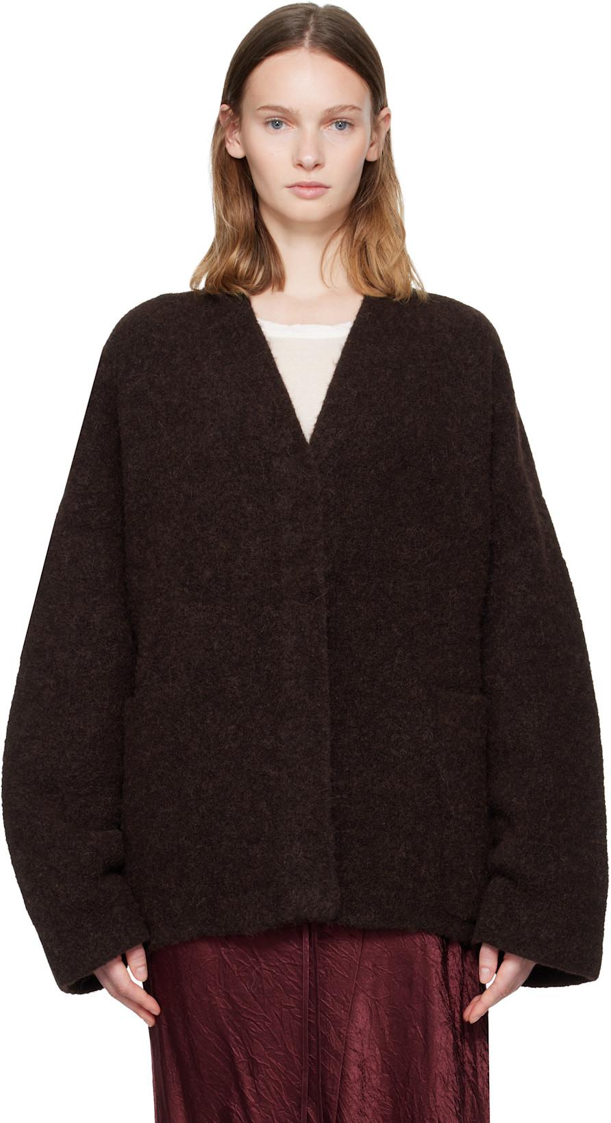 Burgundy Double Face Cardigan by LAUREN MANOOGIAN