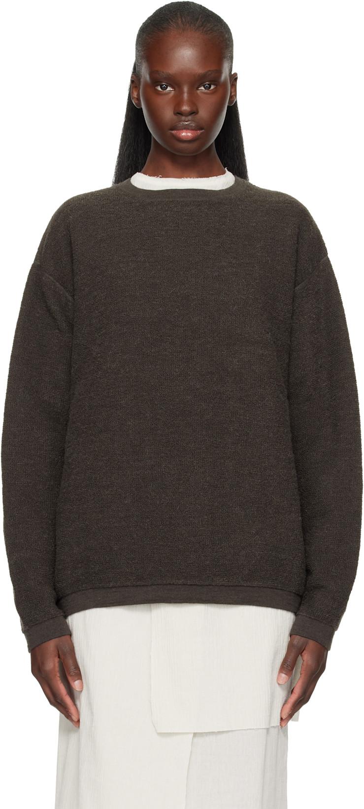 Gray Fine Terry Crewneck Sweater by LAUREN MANOOGIAN