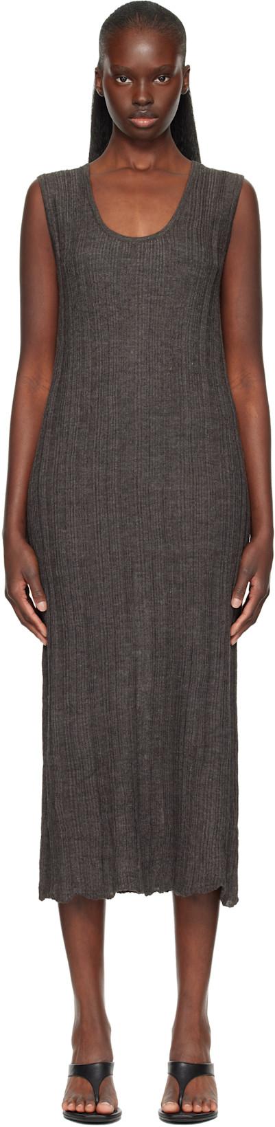 Gray Plisse Tank Maxi Dress by LAUREN MANOOGIAN