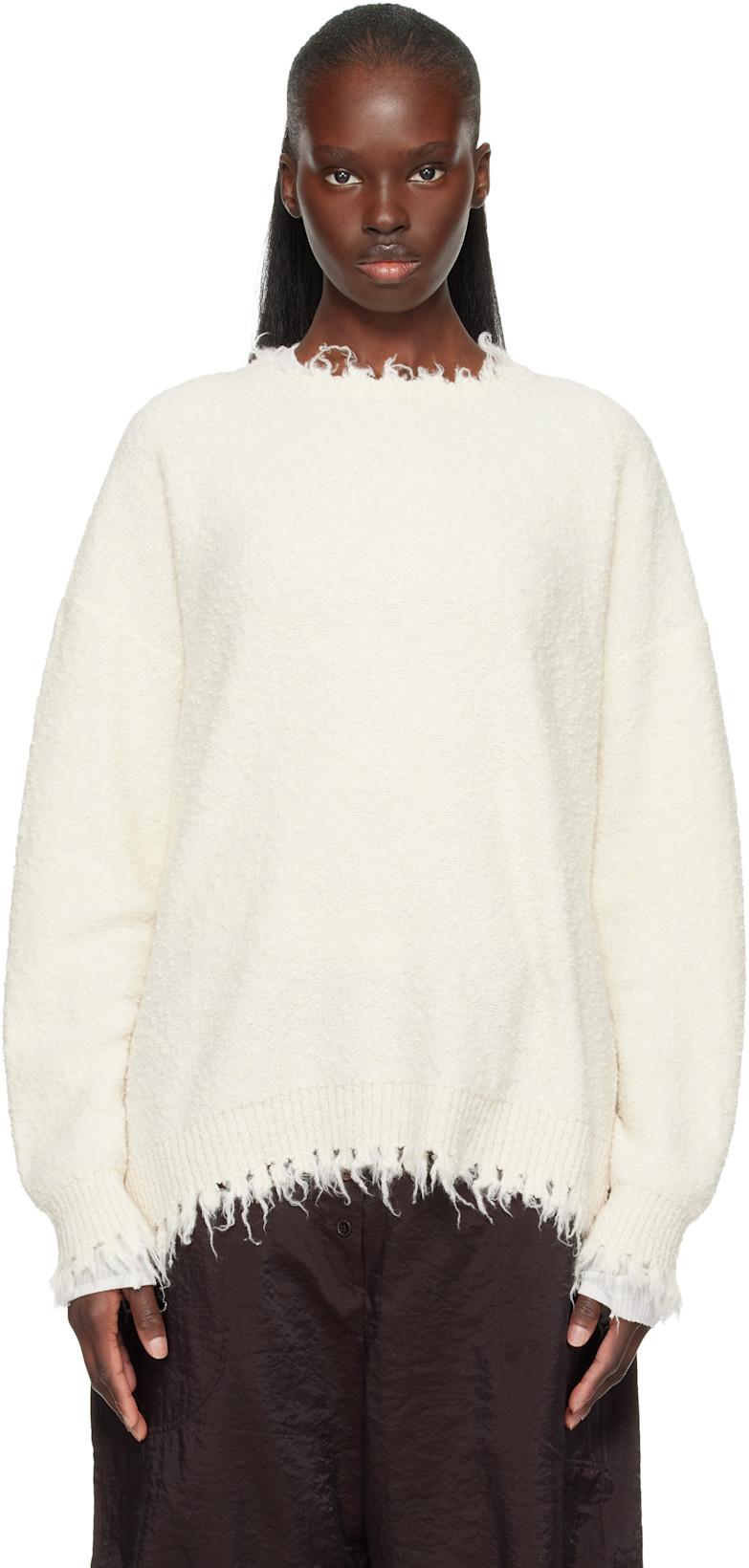 Off-White Fray Crewneck Sweater by LAUREN MANOOGIAN