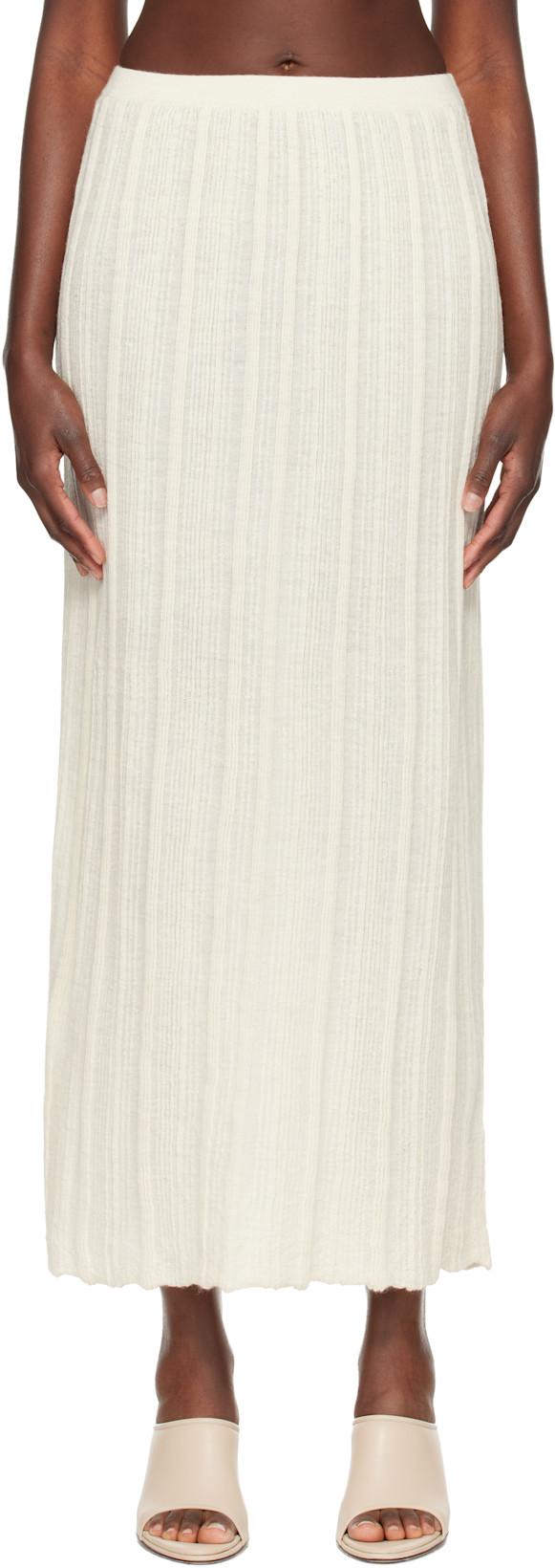 Off-White Plisse Maxi Skirt by LAUREN MANOOGIAN