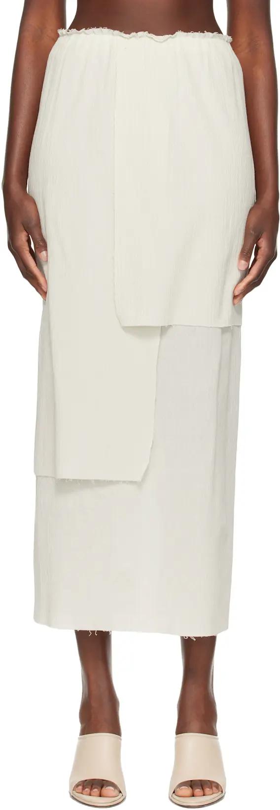 Off-White Raw Layer Maxi Skirt by LAUREN MANOOGIAN