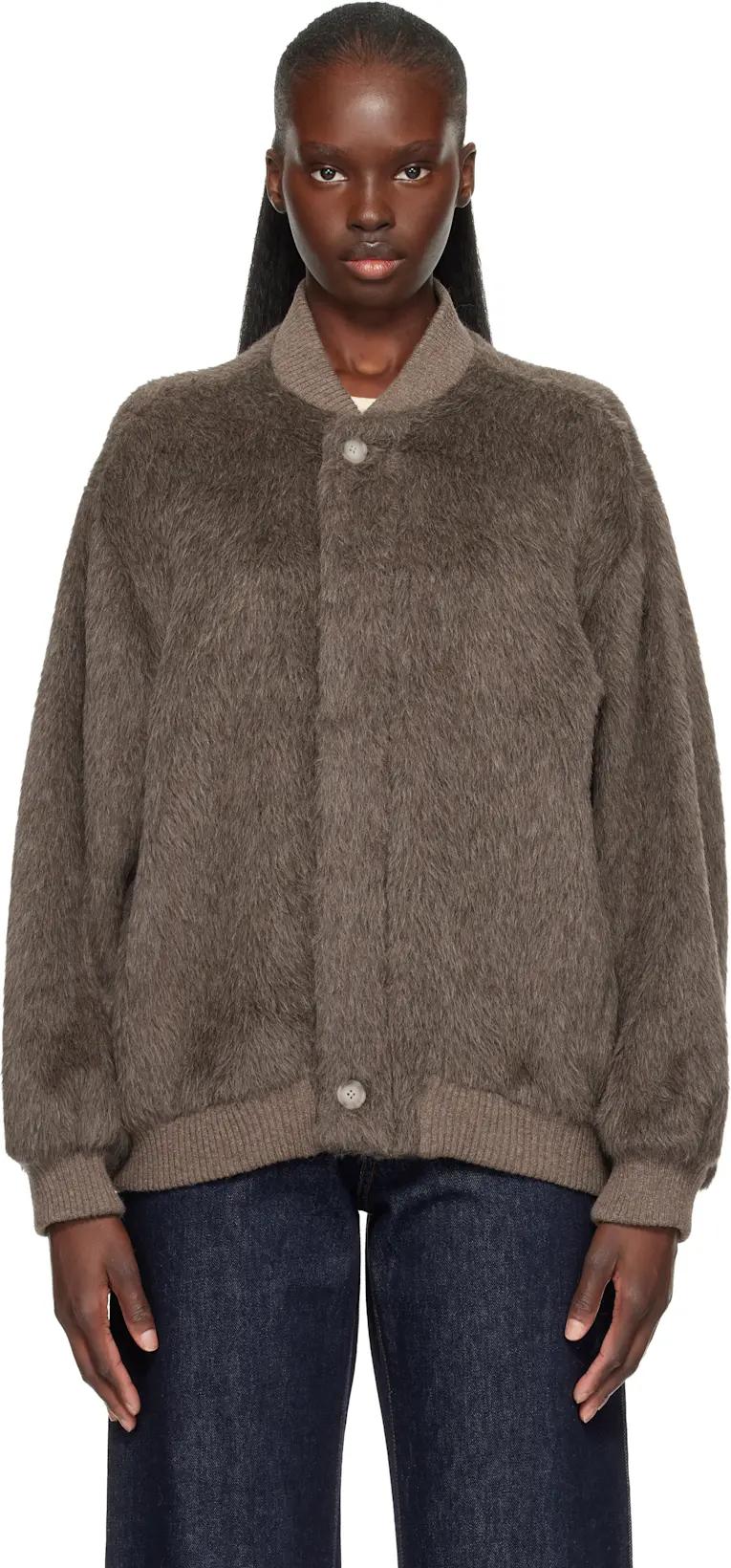 Taupe Suri Bomber Jacket by LAUREN MANOOGIAN