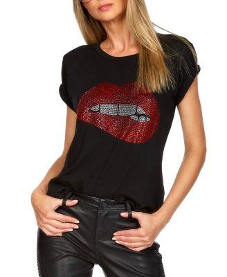 Edda Crystal Biting Lip Top by LAUREN MOSHI