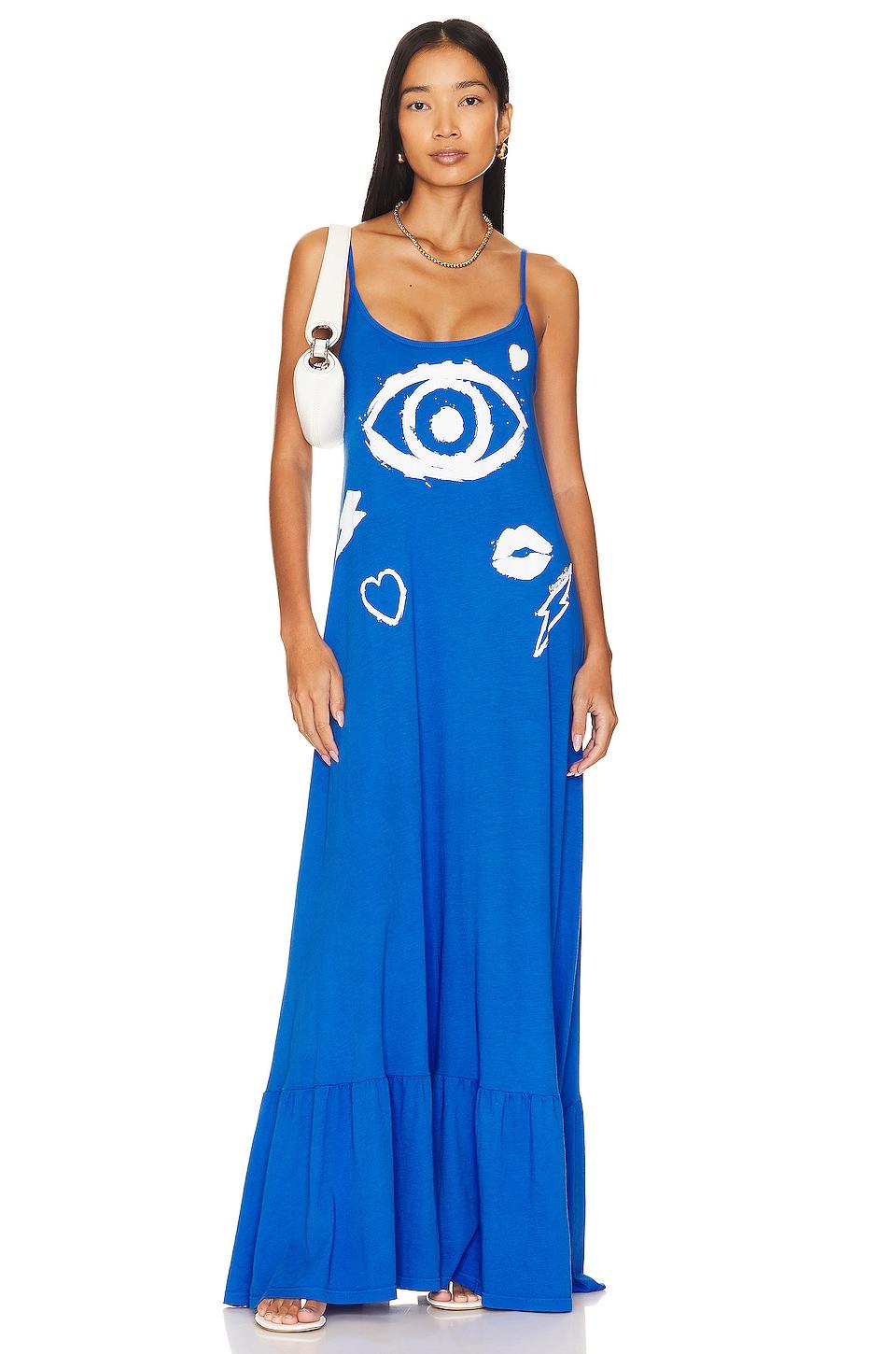 Lauren Moshi Beatrix Painted Evil Eye Dress in Blue by LAUREN MOSHI
