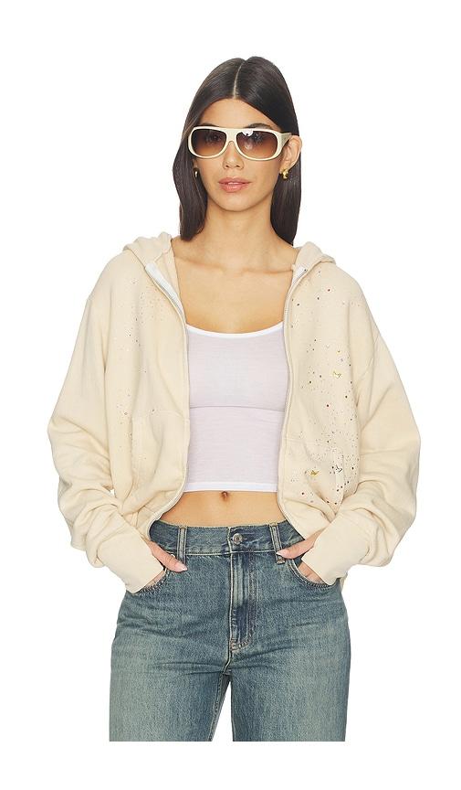 Lauren Moshi Hezly Zip Up Hoodie in Cream by LAUREN MOSHI